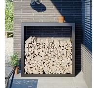 vidaXL Portant de bois de chauffage anthracite 100x40x100 cm acier, magasin de bûches, porte-bûches de cheminée, support de bûches, stockage de bûches