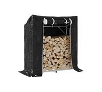 Portant de bois de chauffage et housse de pluie acier galvanisé Argent