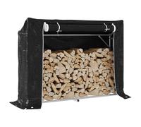 Portant de bois de chauffage et housse de pluie acier galvanisé vidaXL