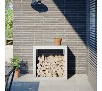 vidaXL Portant de bois de chauffage blanc 100x40x100 cm acier, magasin de bûches, porte-bûches de cheminée, support de bûches, stockage de bûches
