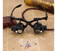 Portant des lunettes de type serre-tête avec loupe avec lumière pour la lecture de bijoux Loupe Watch et réparation électronique (10X, 15X, 20X, 25X)