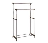 Portant double Amel - Métal - Sur roulettes - 2 tringles chromées réglables en hauteur