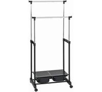 Portant double en tube d'acier chrome coloris noir - Dim : L71 x P43 x H105-160 cm -PEGANE- noir