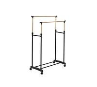 AltoBuy Portant Double Hauteur Ajustable sur roulettes Noir et Effet Bois