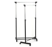Portant double pivotant, H ajustable de 104 à 174 cm x L90.5 cm x P 43 cm -PEGANE- métal/noir