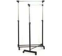 Portant double pivotant, H ajustable de 104 à 174 cm x L90.5 cm x P 43 cm -PEGANE- métal/noir