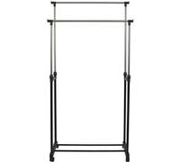 Portant Double Réglable à Roulettes Noir et Chrome - VICKY - ALTOBUY Noir G