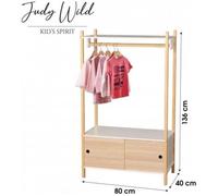 Portant DREAM en Bois Penderie Chambre Enfant Meuble Armoire avec 2 Portes Coulissantes - 80 x 40 x H.136 cm