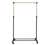 JE CHERCHE UNE IDEE, RG0082, Portant à Effet Bois avec roulettes, Design élégant et Pratique pour Le Rangement de vêtements et Accessoires, Noir, 80x160x43 cm