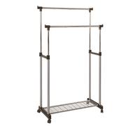 Portant en tube d'acier Coloris Alu-chrome-gris, Dim : L95 x P43 x H95-170 cm --