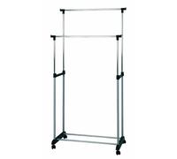 Portant en tube d'acier Coloris Alu-chrome-noir, Dim : L80x P42 x H96/165 cm --