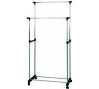 Portant en tube d'acier Coloris Alu-chrome-noir, Dim : L80x P42 x H96/165 cm -PEGANE- Alu-chromé-noir G