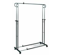 Portant en tube d'acier Coloris Chrome-noir, Dim : L94/160 x P49 x H103/170 cm --