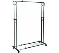 Portant en tube d'acier Coloris Chrome-noir, Dim : L94/160 x P49 x H103/170 cm -PEGANE- Chromé-noir G