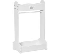 Portant enfant - penderie enfant - design couronne - 2 étagères de rangement, patère - dim. 63L x 37l x 103H cm - MDF pin blanc