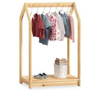 Portant Enfant SALLY en Pin Massif, Dressing Enfant avec Tringle à Vêtements, Penderie Enfant Montessori, Coloris naturel