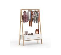 Portant enfant tipi LEON 130 cm avec 1 porte blanc et bois