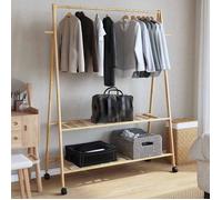 Portant, penderie,port-manteau,Porte-vêtements et étagères roulettes 132x45,5x155,5cm bambou - shop97986998