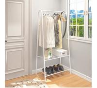 Portant Penderie YIS en Métal Haute qualité avec 2 Étagères de Rangement - Blanc 59.5 x 36.5 x 160 cm