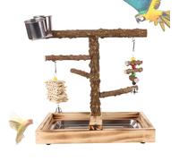 Portant pour oiseaux | Parc pour perroquets avec mangeoires | Jouets en bois pour dresser les oiseaux en intérieur ou en extérieur