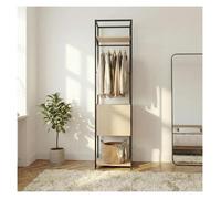 Portant vêtements en bois et métal noir 50x200cm - rangement fermé