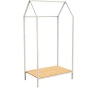 Box and beyond - Portant vêtements et chaussures pour Enfant - 80 x 50 x 150 cm - Blanc/Naturel - Penderie compacte et pratique pour chambre d’enfant