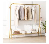 Portant-vêtements moderne doré, porte-manteau avec crochets latéraux et étagères à chaussures, porte-manteaux pour chambre, vestiaire, buanderie, charge 70 kg ( Color : Gold , Size : 150x33x147cm )