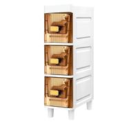 portaoggetti stretch avec ruote - Armadietto bagno alto impermeabile con porta carta igienica e cassetti trasparenti per piccoli spazi 3 ripiani - Marrone