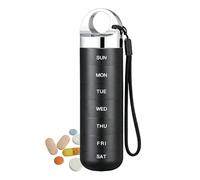 Portapillole Settimanale - Alluminio 16 x 3,5 cm Contenitore Metallo 7 Giorni Grande Capacità | Contenitore Metallico Per Farmaci With Chiusura Resistente Acqua Polvere, Vitamines Fish Oil Uso