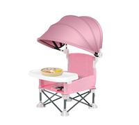 Portatile Rialzo Sedia Bambini - Rialzo Per Sedia Con Tettuccio | Sedia Da Spiaggia Portatile Con Vassoio | Seggiolone Portatile Da Viaggio | Seggiolino Pieghevole Per Picnic All'aperto, Feste E Past