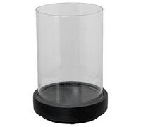 PORTAVELAS CERÁMICA GRIS C/CILINDRO CRISTAL_°13X18CM