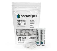 Portawipes Lot de 100 mouchoirs en papier toilette avec 2 étuis de transport, serviettes compressées, lingettes extensibles, doux et sans odeur