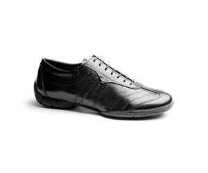 PortDance Baskets de danse PD Pietro Street pour homme - En cuir noir - Semelle de baskets, Noir , 46 EU