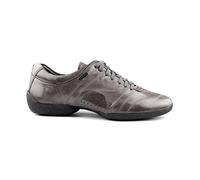 Portdance Hommes Sneakers/Dance Sneakers PD Casual - Cuir Noir/Argent - Semelle de Sneaker [EUR 46]