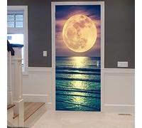 Porte 3D Murale Paysage De Ciel Étoilé Océan Pleine Lune Stickers Autocollants De Porte Affiches De Porte Papier Peint De Porte Art De La Porte Stickers Muraux De Porte Photos De Porte 100 X 215 Cm P