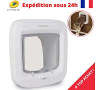 Porte à puce Électronique pour Chat Chatière à Piles Installation Facile