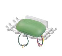 Porte- à Savon adhésif pour Douche, Support de à Savon de Douche, Porte-paroi de Barre de Savon, Porte-Savon Mural - Porte-Savon en rotin, Rangement de Salle de Bain, perceuse requise, Salle de