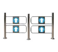Porte à sens unique, barrière battante à rebond automatique pour supermarché - Barrière métallique unidirectionnelle à mi-hauteur, double porte piétonne pour entrée/sortie sécurisée, ouvertu