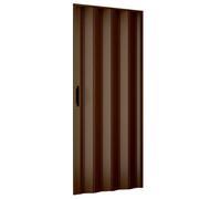 Porte à soufflet 83 x 214 cm modèle extra standard en PVC couleur noyer avec fermeture réversible réglable aussi bien en hauteur que en longueur