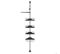 Porte accessoire de Salle de Bain, Étagère de Douche Réglable en Hauteur, Hauteur Totale 95-300 cm, en Inox, Argent et Noir