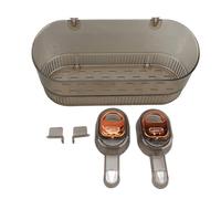 Porte-accessoires de salle de bain à ventouses, multifonctionnel, en plastique résistant à l'eau, avec drainage efficace. Panier de douche à ventouses pour articles de toilette, (Orange transparent)