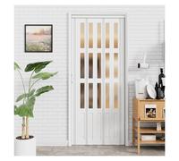 Porte Accordéon Blanche 76 X 203 Cm Avec Verre Acrylique Dépoli, Portes Pliantes Pour Placard, Quincaillerie De Montage, Poignée Et Loquet Inclus((WxH)28x80in/71x203cm)