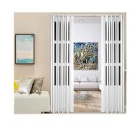 Porte accordéon blanche avec verre acrylique givré, rideau plissé bloquant la lumière, rideaux de porte de placard à deux volets avec aimant (l x H) 76 x 203 cm