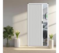 Porte accordéon Concertina - Porte de douche rétractable avec poignée et séparateur de pièce en tissu cellulaire pour chambre à coucher, salle de bain, cuisine, bureau, camping-car - Gris 106,7 x