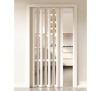Porte accordéon en accordéon Grain de Bois - Porte Pliante de Salle de Bain et de Placard Style Grange, Panneau moustiquaire rétractable avec poignée (200 cm x 203 cm / 7