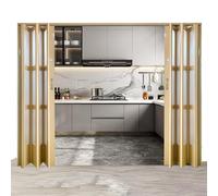 Porte accordéon en or double vitrage porte coulissante Concertina pour intérieur et cuisine 196 cm 203 cm de large comprend poignées et quincaillerie parfaites pour l'espace espace Options de 4 à 7