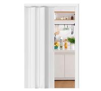 Porte accordéon en PVC de 203,2 cm de haut coulissante en accordéon pour buanderie, garde-manger et placard - Porte moustiquaire plissée enroulable (188 x 203 cm)