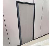 Porte accordéon gris avec cadre en aluminium et rideau non tissé pliable pour chambre à coucher et placard - Moustiquaire de porte rétractable (117 x 203 cm)