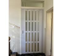 Porte Accordéon Interieur Porte Accordéon Blanche en PVC Effet Chêne, Ouverture à Gauche, Portes Pliantes Intérieures, Séparation de Pièce, Placard, Salle Bain, Chambre, Portillon(24x40in(61x101cm))