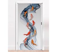 Porte Accordéon Interieur Porte Coulissante Pliante Décorative à Motif de Carpes Koï, Porte Intérieure Rétractable pour Chambre Couloir, Porte Moustiquaire Pliante avec Serrure(32x80in (81x203cm))